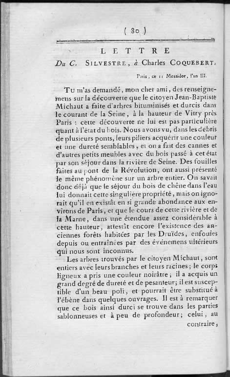  Réponse à Charles Coquebert sur des arbres bituminisés trouvés dans la Seine - Page 1 /3