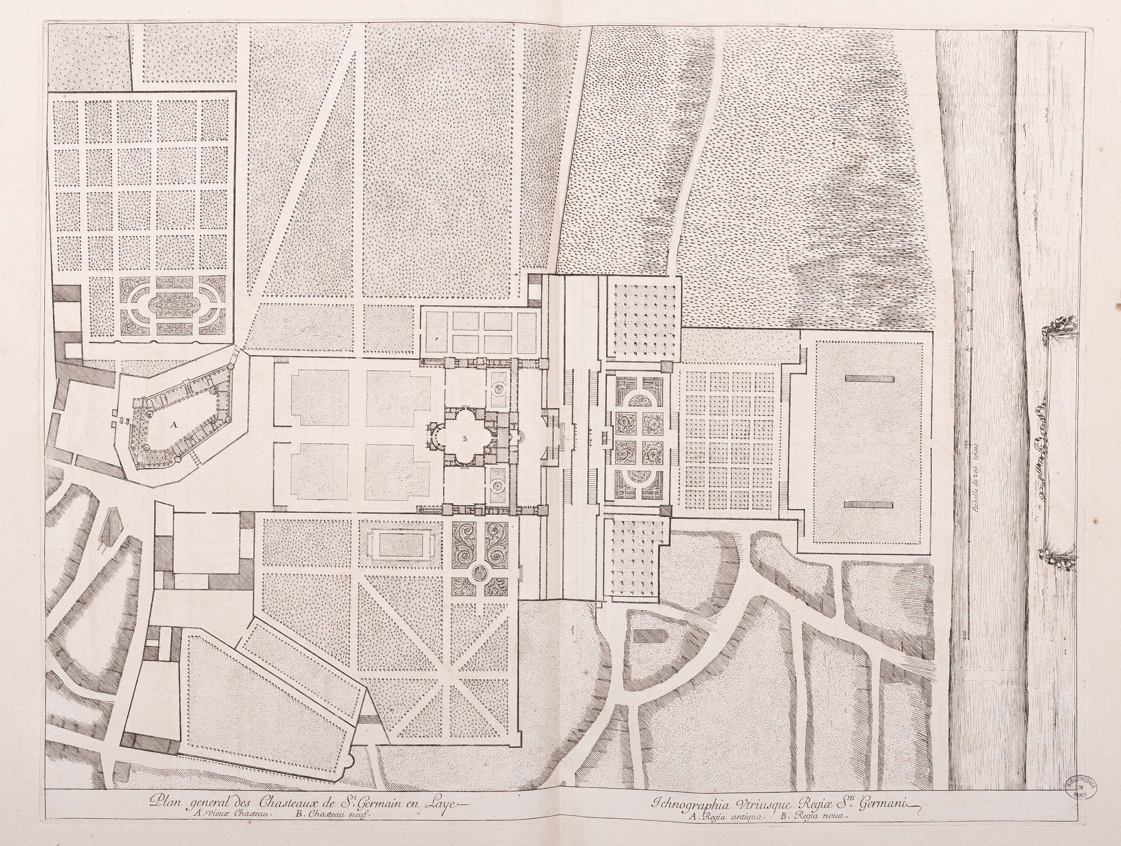 Israël Silvestre : Plan du Chasteau de St Germain en Laye. Eschelle de 200 thoise.