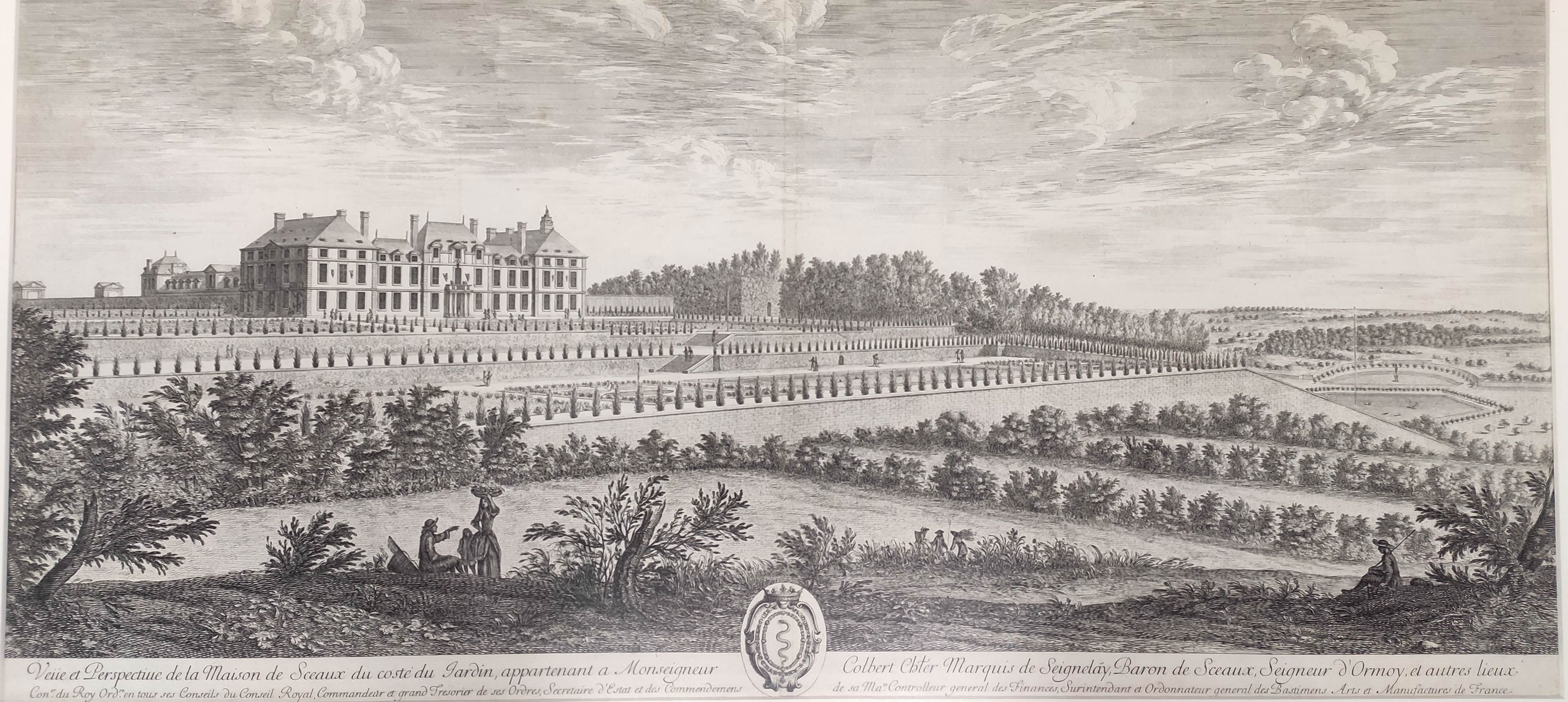Israël Silvestre : Veüe et Perspective de la Maison de Sceaux du costé du Jardin, appartenant a Monseigneur Colbert.