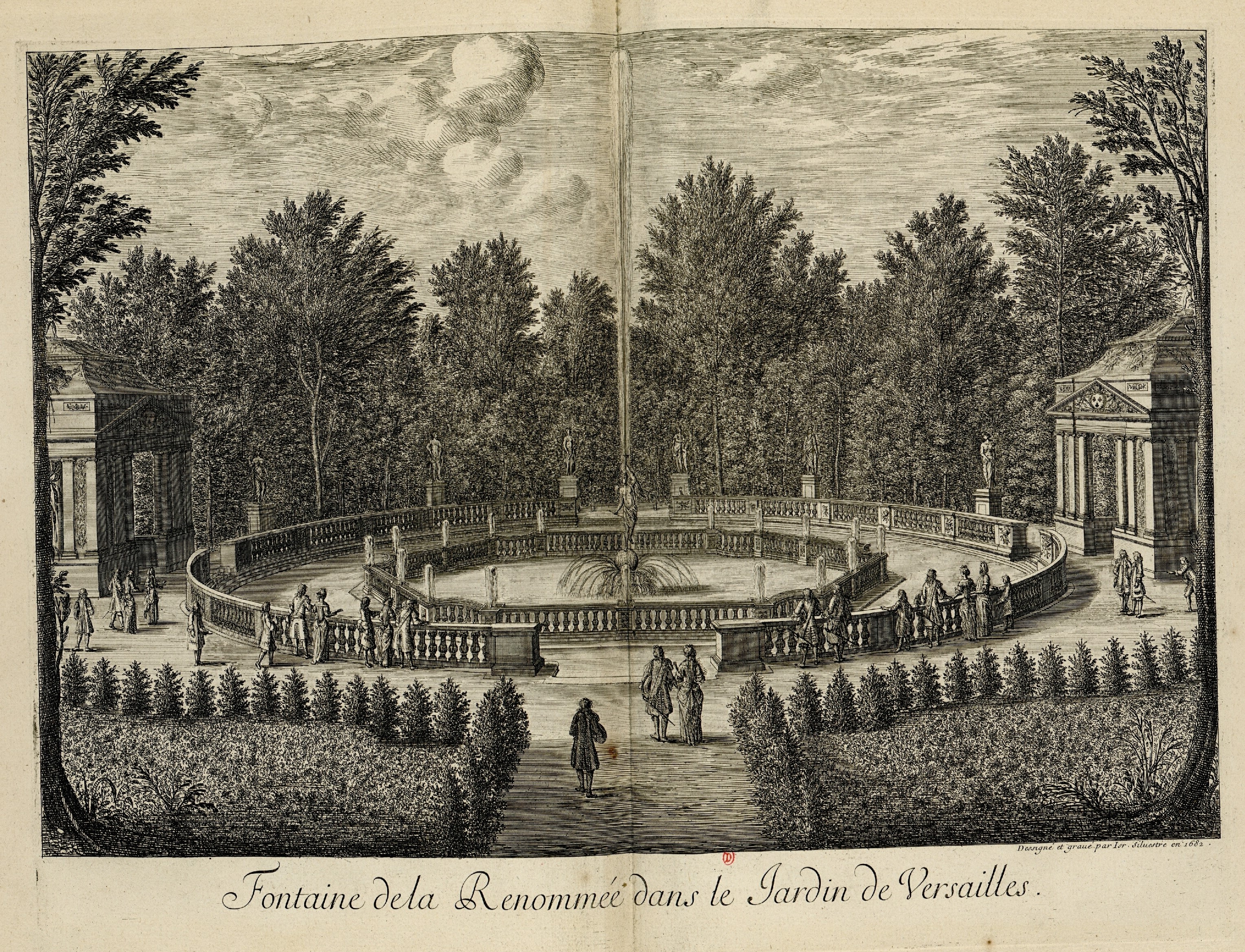 Israël Silvestre : Fontaine de la Renommée dans le Jardin de Versailles.