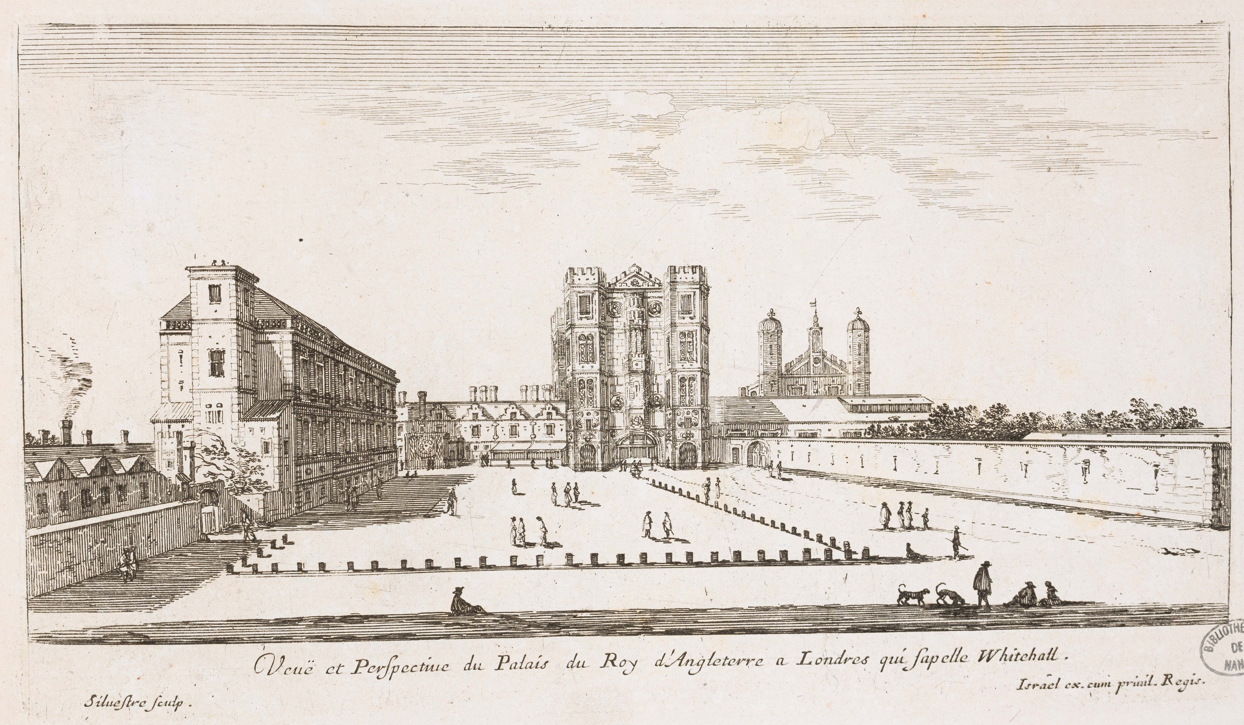 Israël Silvestre : Veuë et Perspective du Palais du Roy d'Angleterre a Londres qui s'apelle Whitehall.
