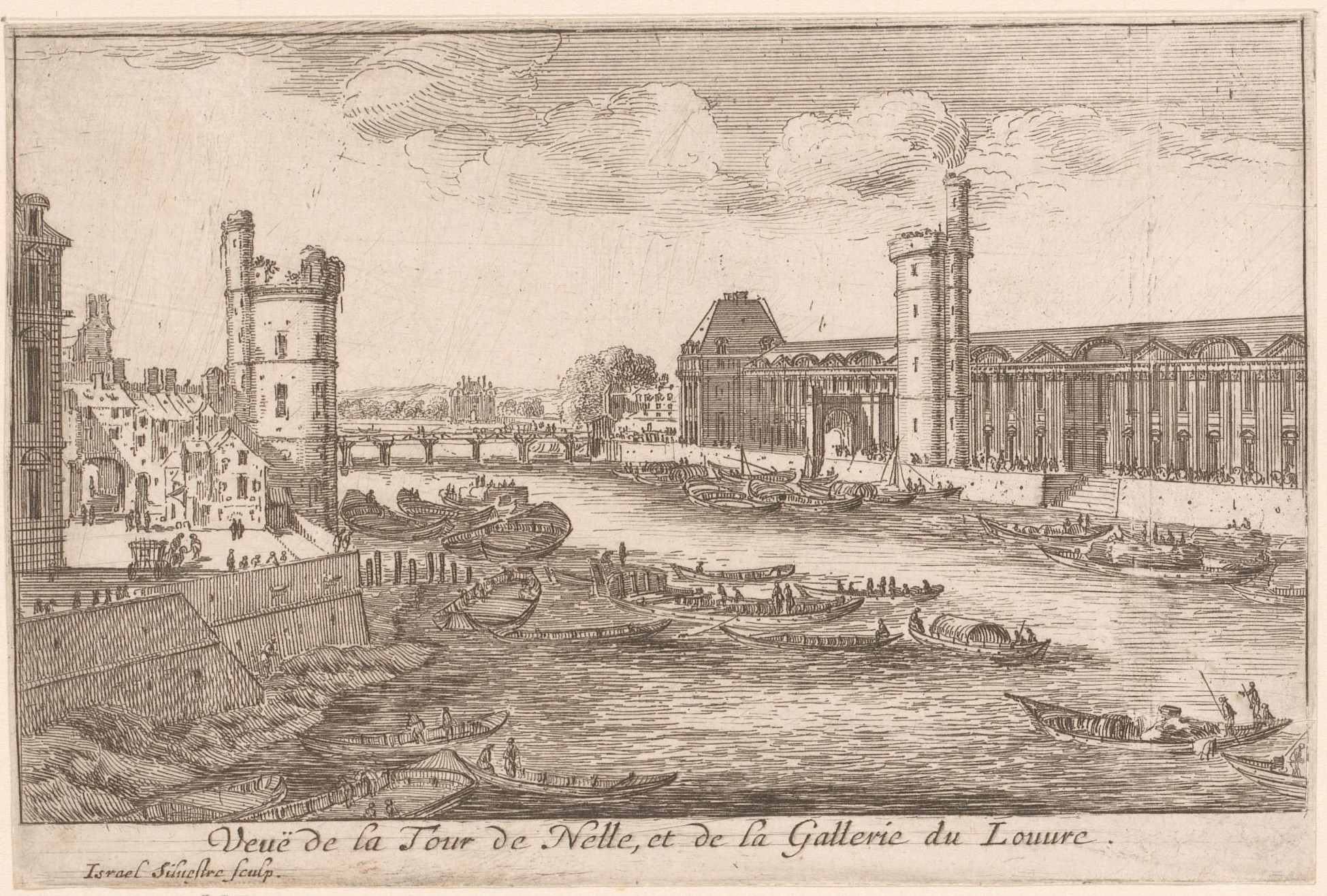 Israël Silvestre : Veuë de la Tour de Nelle, et de la Gallerie du Louvre.