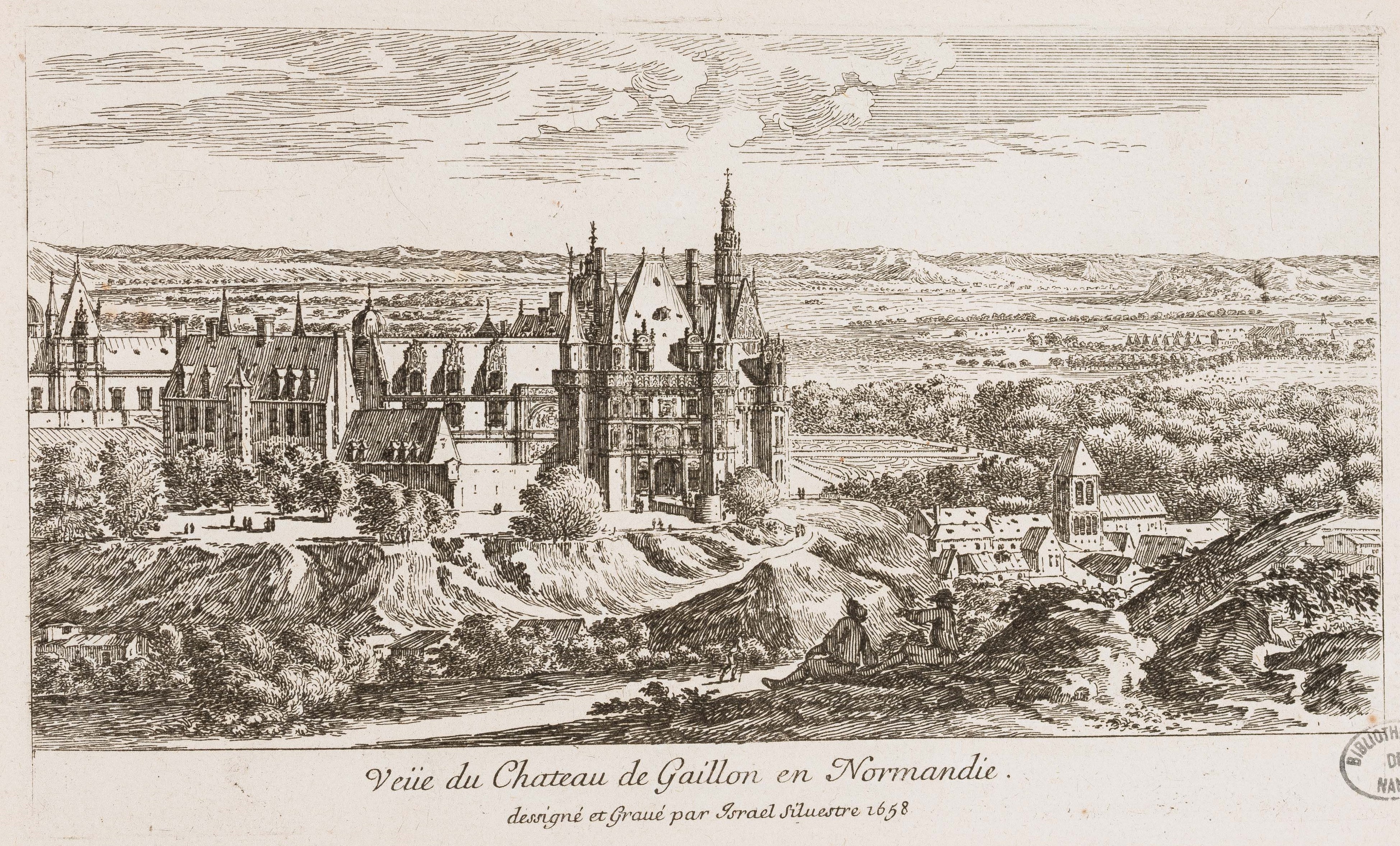 Israël Silvestre : Veüe du Chateau de Gaillon en Normandie. (Vue prise du coté de l'entrée principale.)