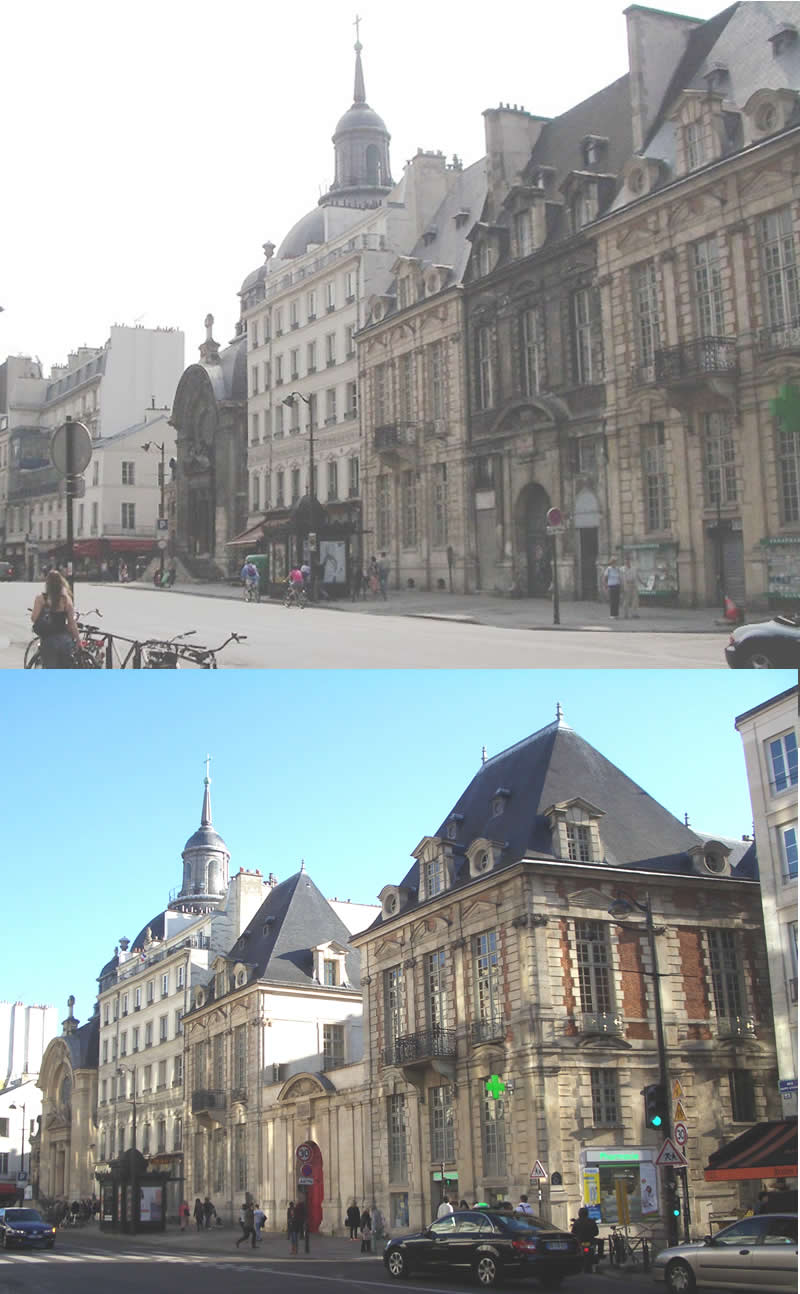Israël Silvestre : Veuë de l'Eglise des filles Ste. Marie, Rue St. Antoine. (Et de l'hôtel de Mayenne, sur le devant à droite.)