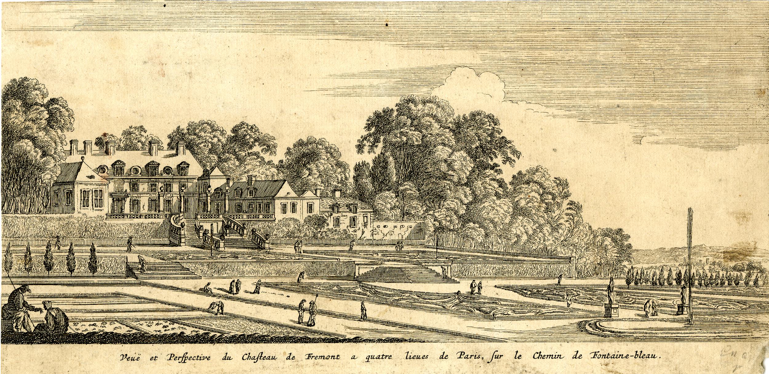 Israël Silvestre : Veüe et Perspective du Chasteau de Fremont a quatre lieues de Paris sur le chemin de Fontainebleau.