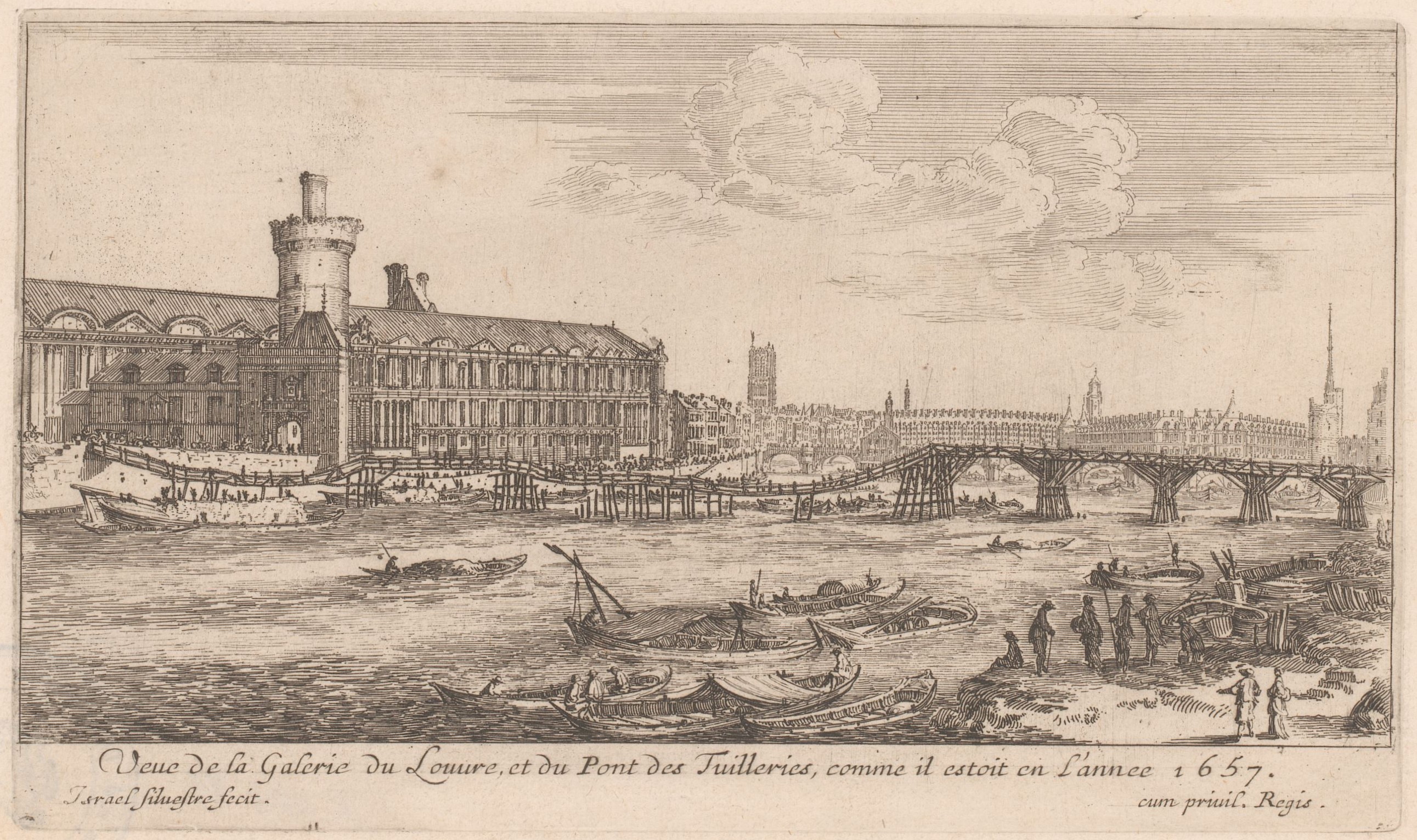 Israël Silvestre : Veue de la Galerie du Louvre, et du Pont des Tuilleries, comme il estoit en l'année 1657.