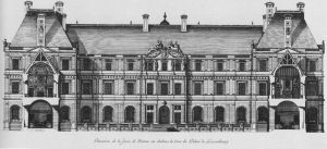 116.3 Elevation de la fasse de l'Entree en dedans la Cour du Palais de Luxembourg.H : 228 L : 495
 Faucheux : 116.3  Baré : N° 29