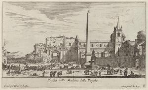4.8 Piazza della Madono delle Popolo.Gravé par Israël Sylvestre Avec priuil. du Roy.H : 121 L : 201
 Faucheux : 4.8  Baré : N° 835
