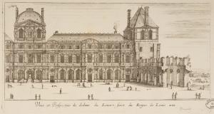115.6 renvoi vers 49.8 Veue et Perspective du dedans du Louvre, faict du Regne de Louis XIII.
 Faucheux : 115.6  Baré : N° 20