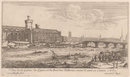 Veue de la Galerie du Louvre, et du Pont des Tuilleries, comme il estoit en l'année 1657.