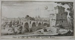 7.2 Veüe de costé de Ponte-Mole regardant Rome. (Prise du côté qui regarde Rome.)H : 59 L : 115
 Faucheux : 7.2  Baré : N° 857
