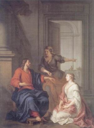 Le Christ auprès de Marie et Marthe
