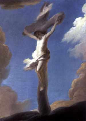 Le Christ en croix formé par des nuées