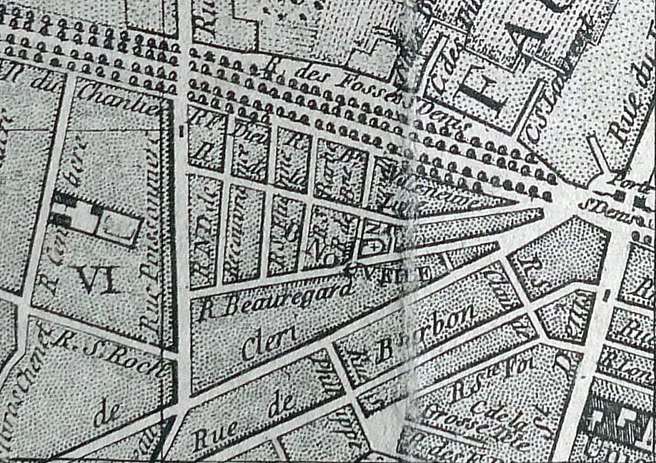 La rue de Cléry 1760 .Plan de Vaugondy.