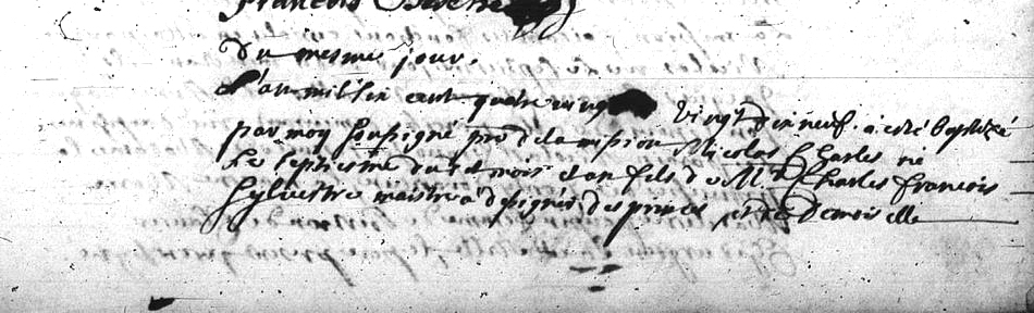 Naissance de Nicolas-Charles de Silvestre - Document 1