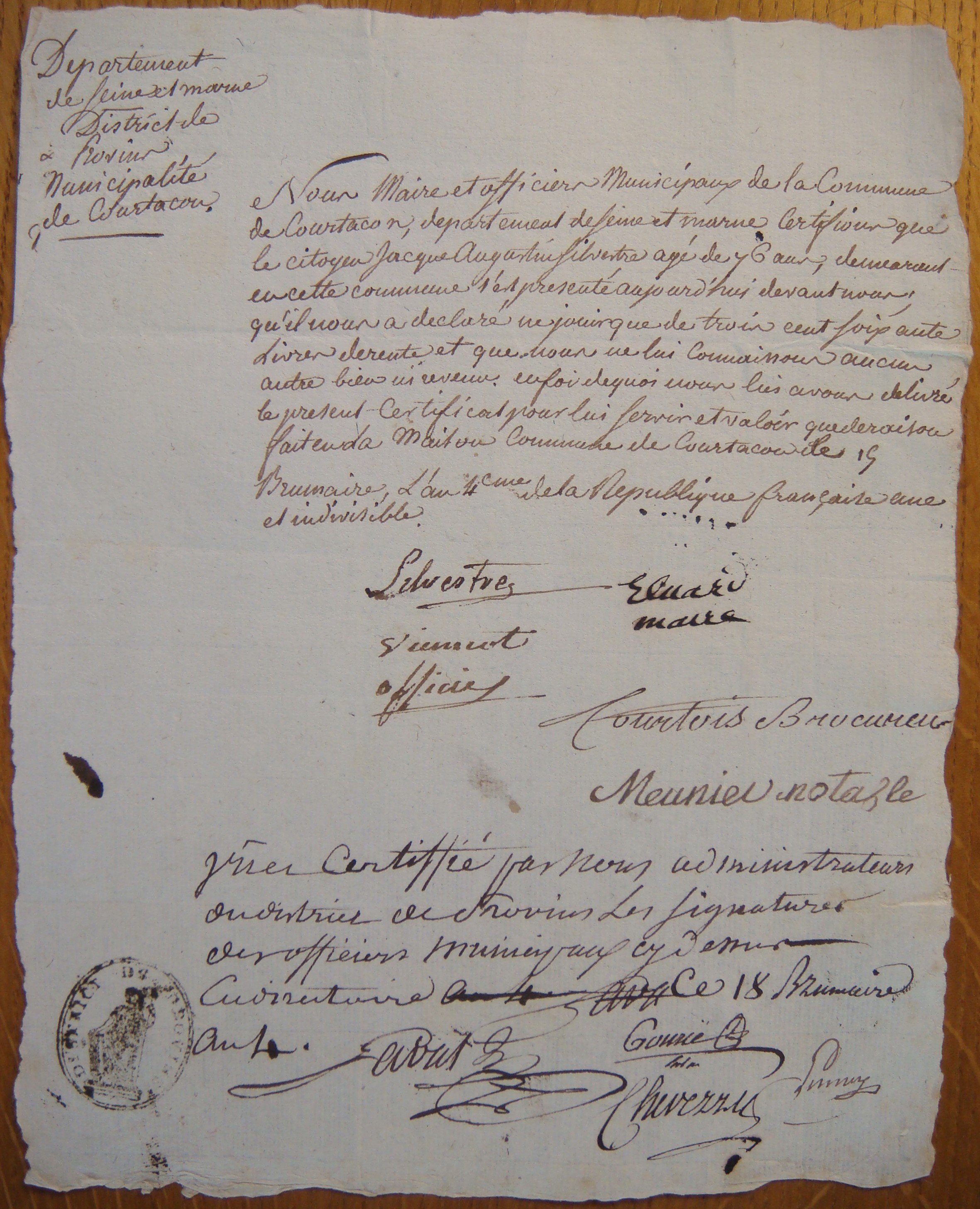 Déclaration de revenus de Jacques-Augustin de Silvestre - Document 1