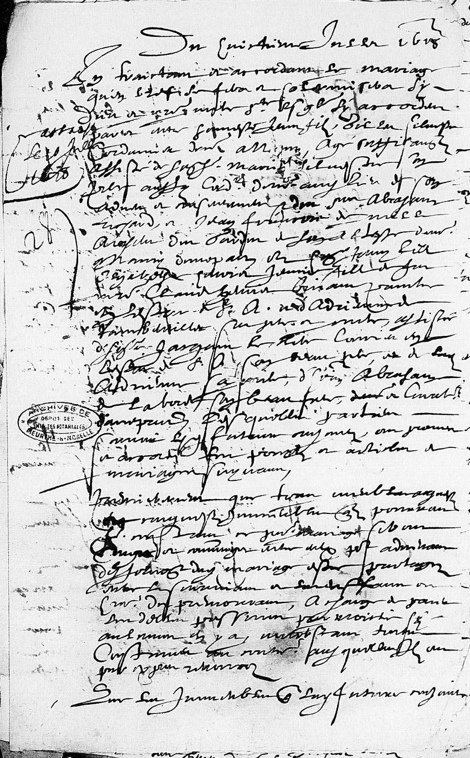  Contrat de mariage entre Gilles Silvestre et Elisabeth Henriet - Page 1