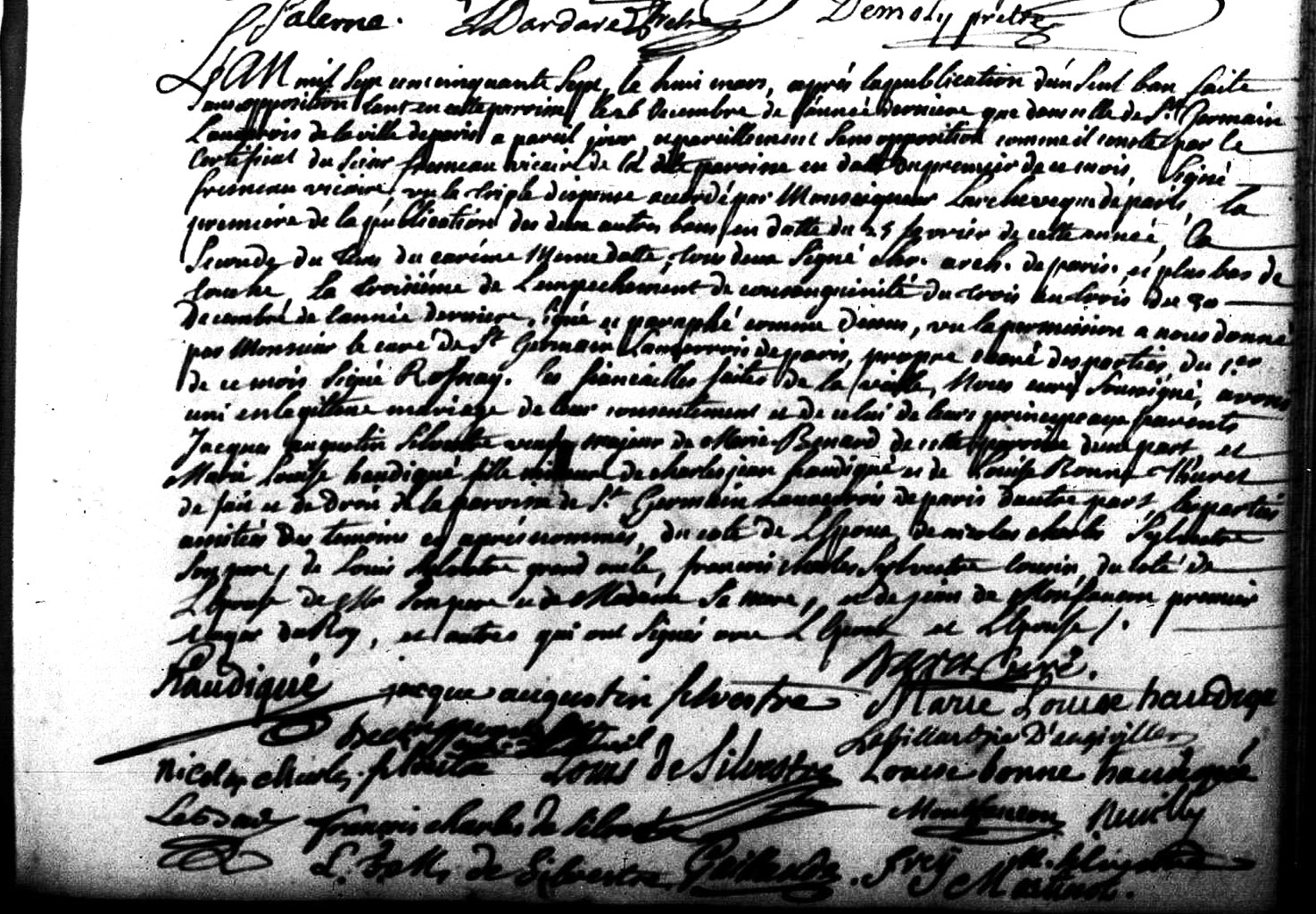 Mariage de Jacques-Augustin de Silvestre &  Marie Louise Haudigué - Document 1