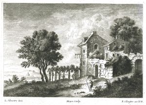 Ferme fortifiée avec une pergola pour la vigne par Louis Silvestre - Charles-François Silvestre