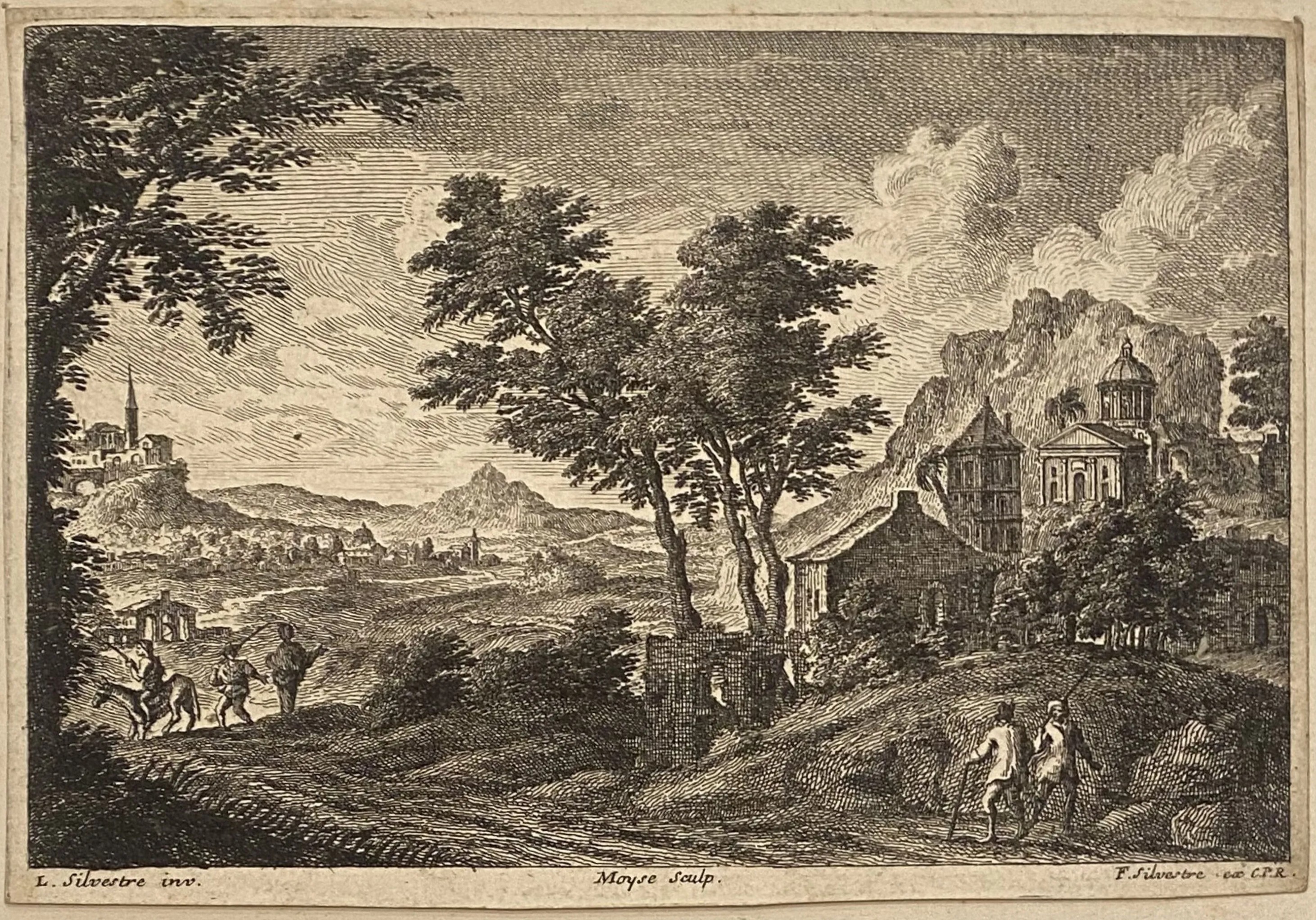 Louis Silvestre - Charles-François Silvestre, Gravure : Paysage animé Paysage animé