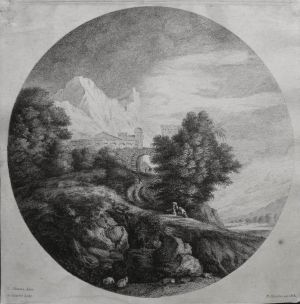 Château sur une colline par Louis Silvestre - Alexandre Silvestre - Charles-François Silvestre