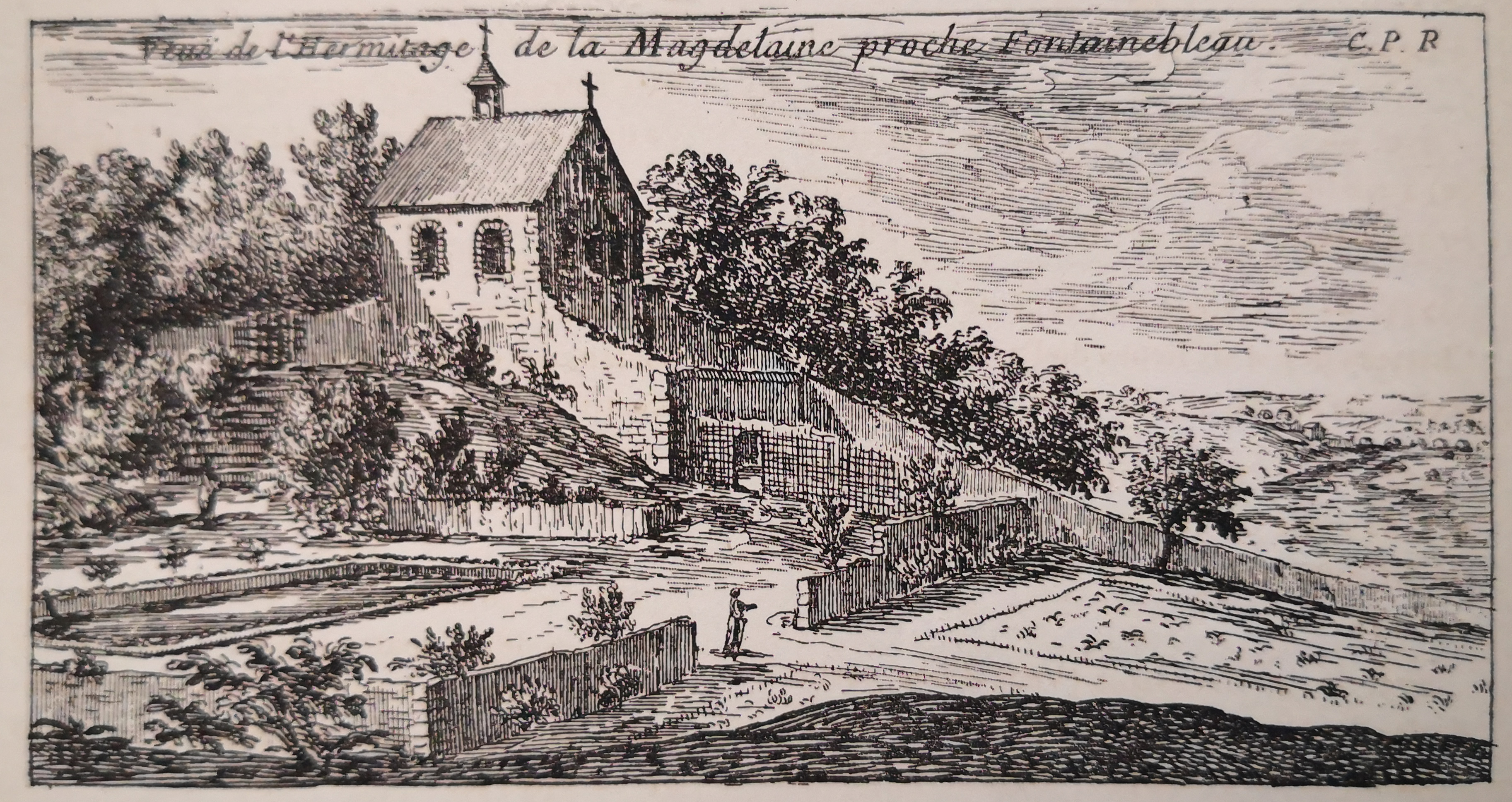 Israël Silvestre : Veuë de l'hermitage de la Magdeleine proche Fontainebleau. 