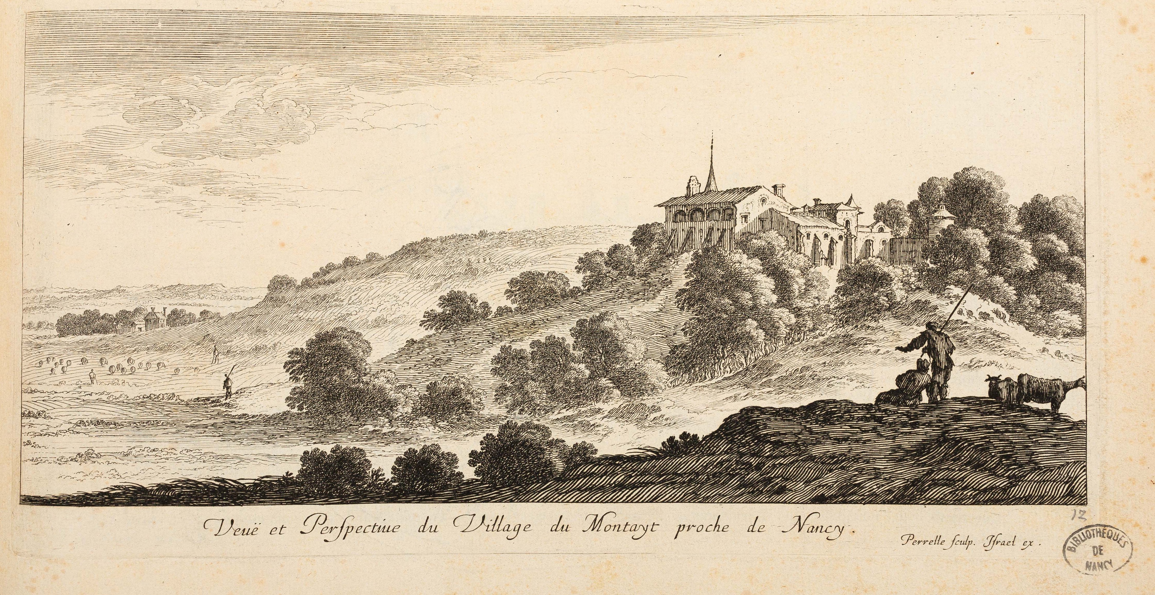 Israël Silvestre : Veuë et Perspectiue du Village du Montayt (Montet) proche de Nancy.