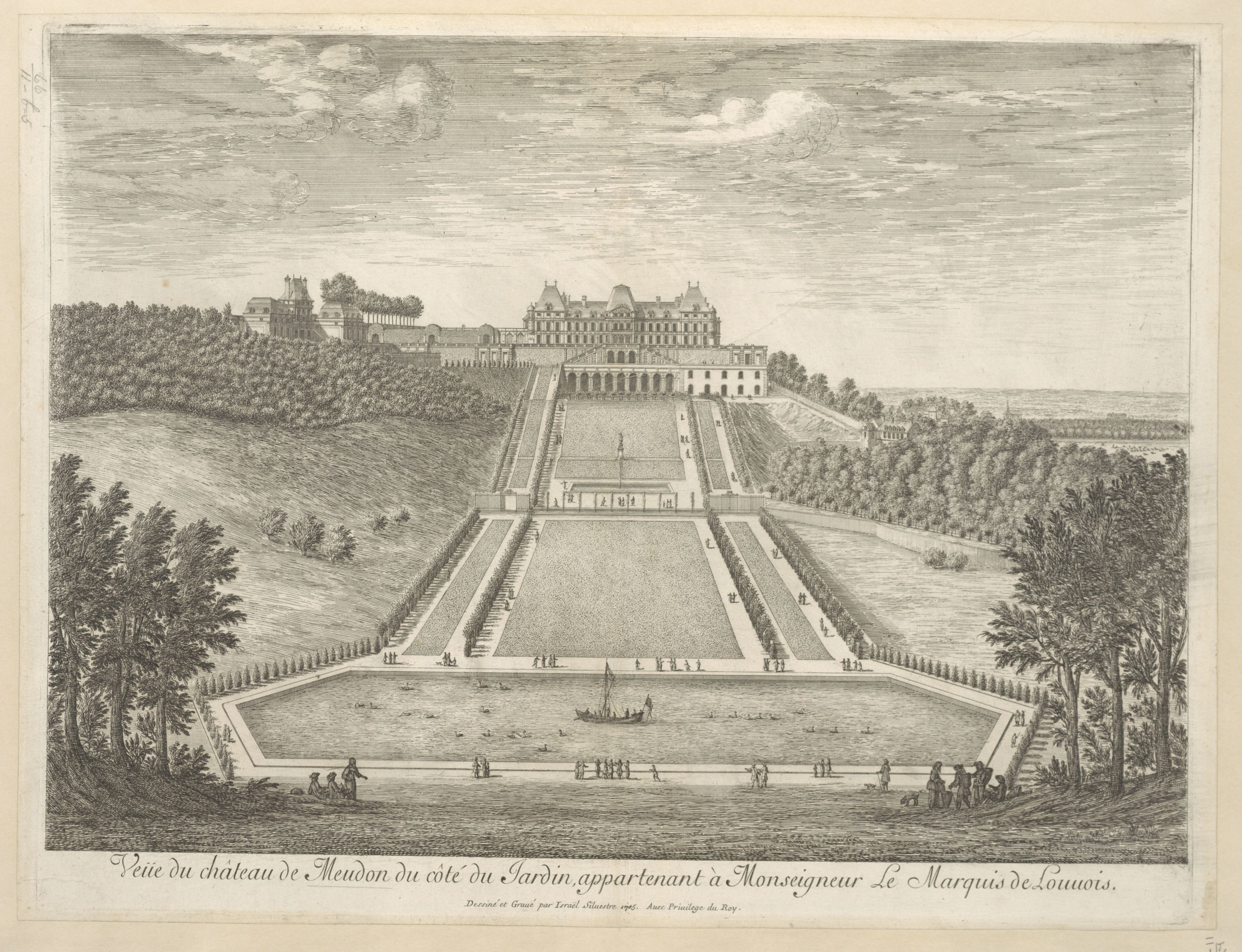 Israël Silvestre : Veüe du château de Meudon du côté du Jardin, appartenant à Monseigneur Le Marquis de Louvois.