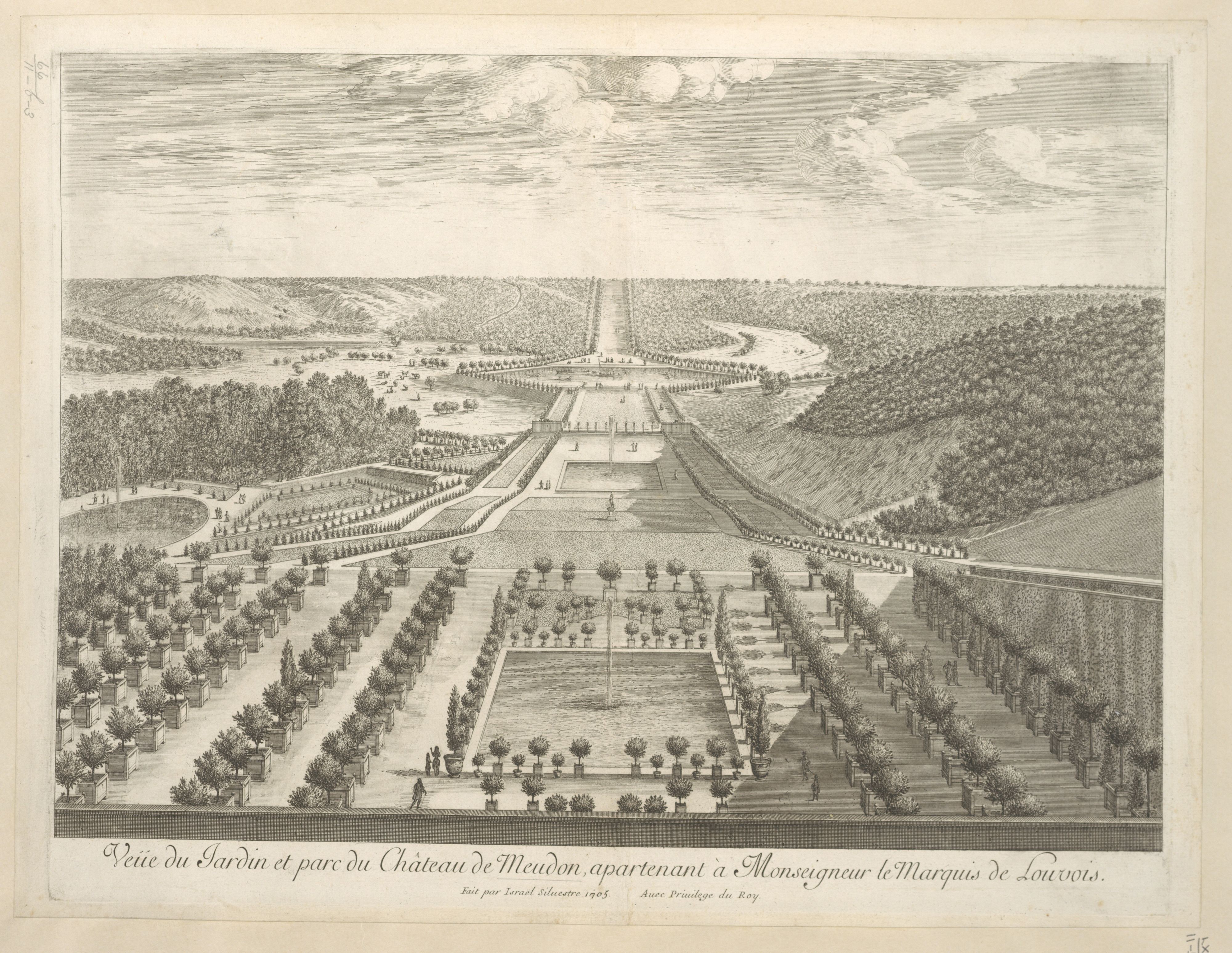 Israël Silvestre : Veüe du Jardin et parc du Château de Meudon, apartenant à Monseigneur le Marquis de Louvois.