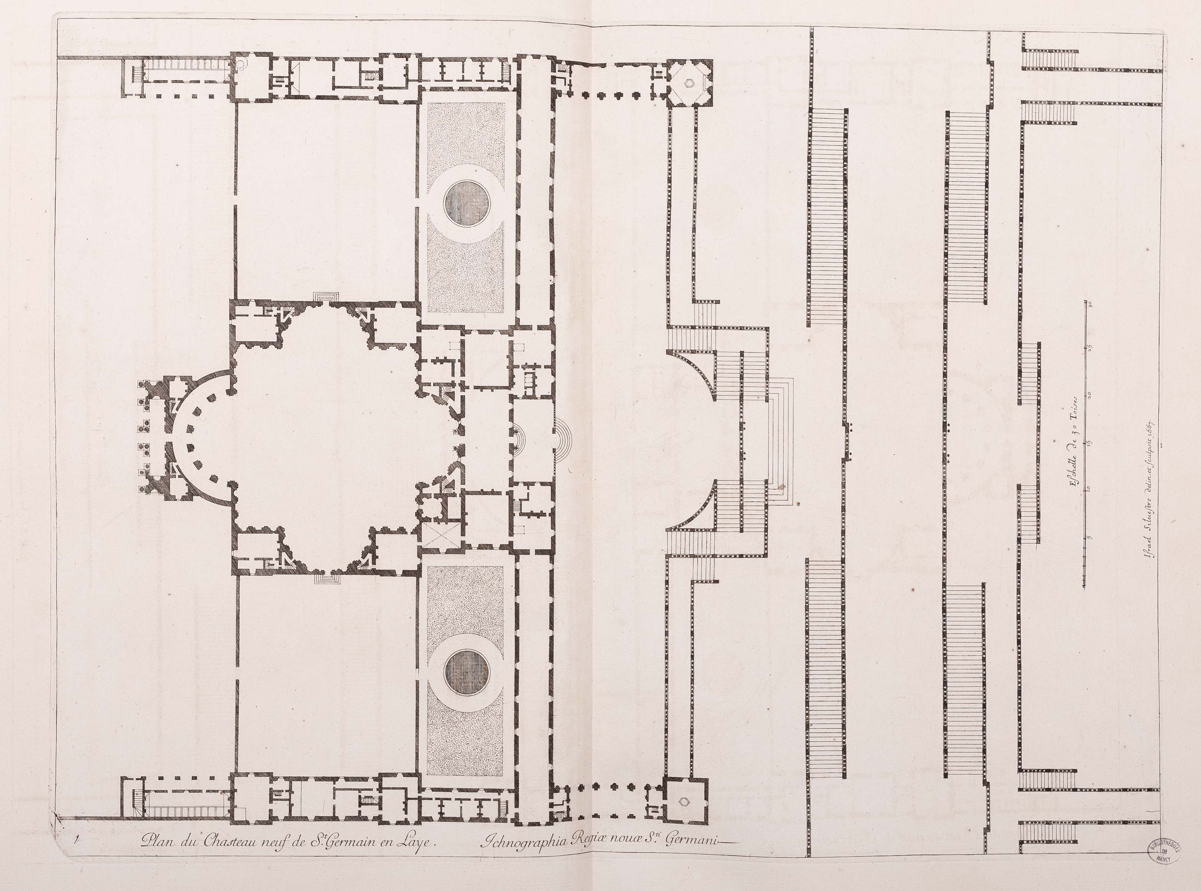 Israël Silvestre : Plan du Chateau de St Germain en Laye. Eschelle de 30 Toize.