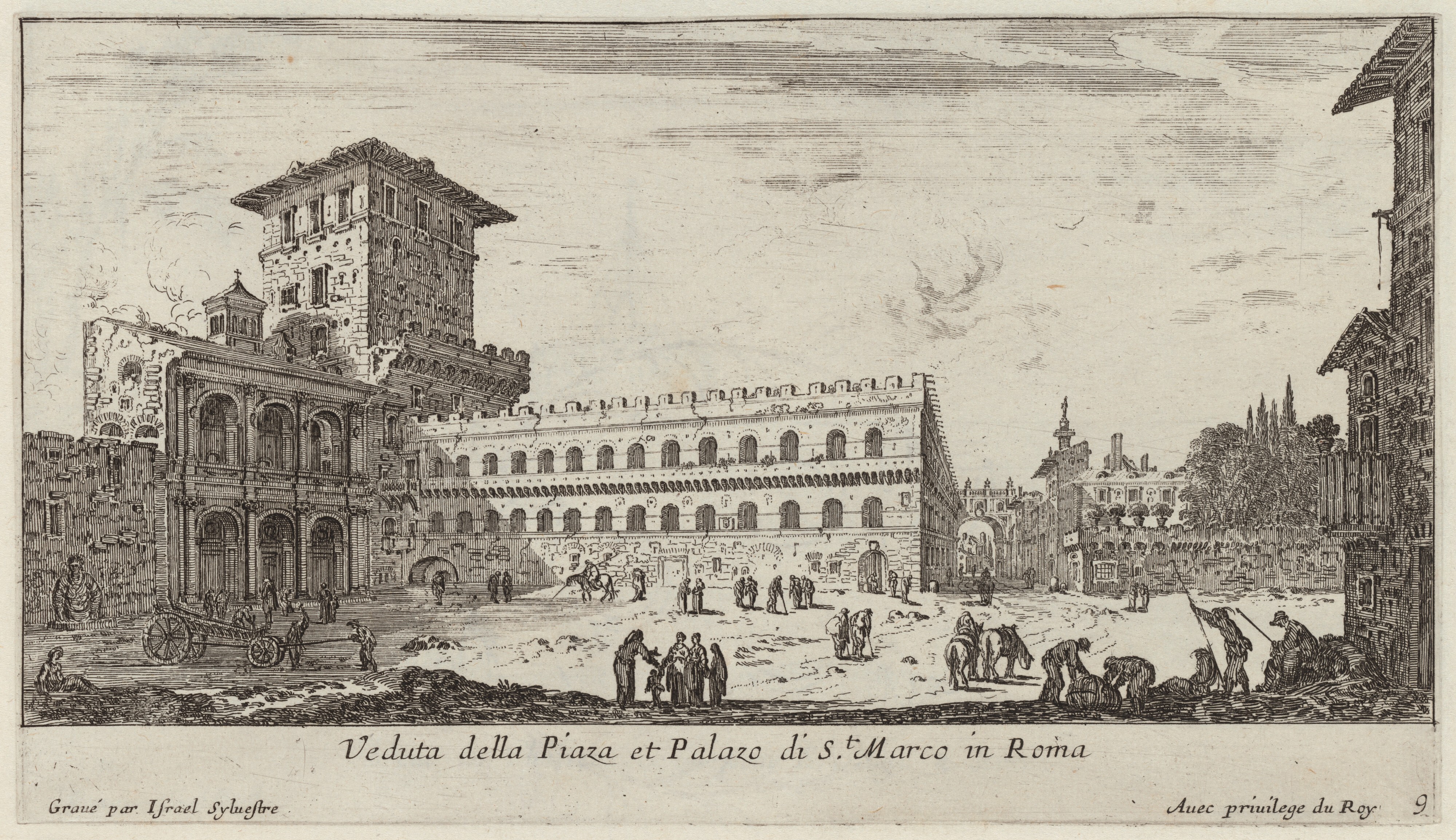 Israël Silvestre : Veduta della Piaza et Palazo di St. Marco in Roma.