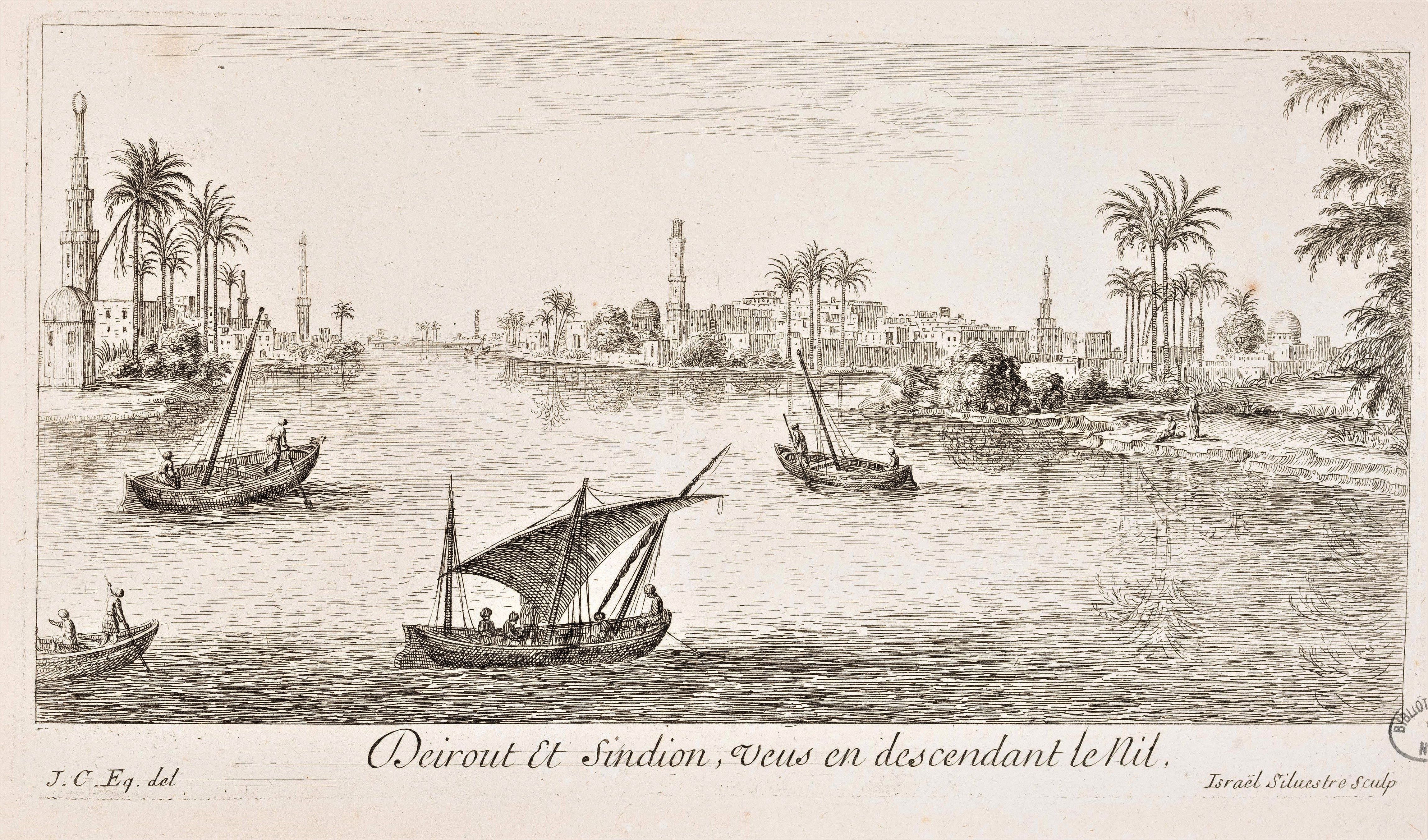 Israël Silvestre : Deirout et Sindion, Veus en descendant le Nil.