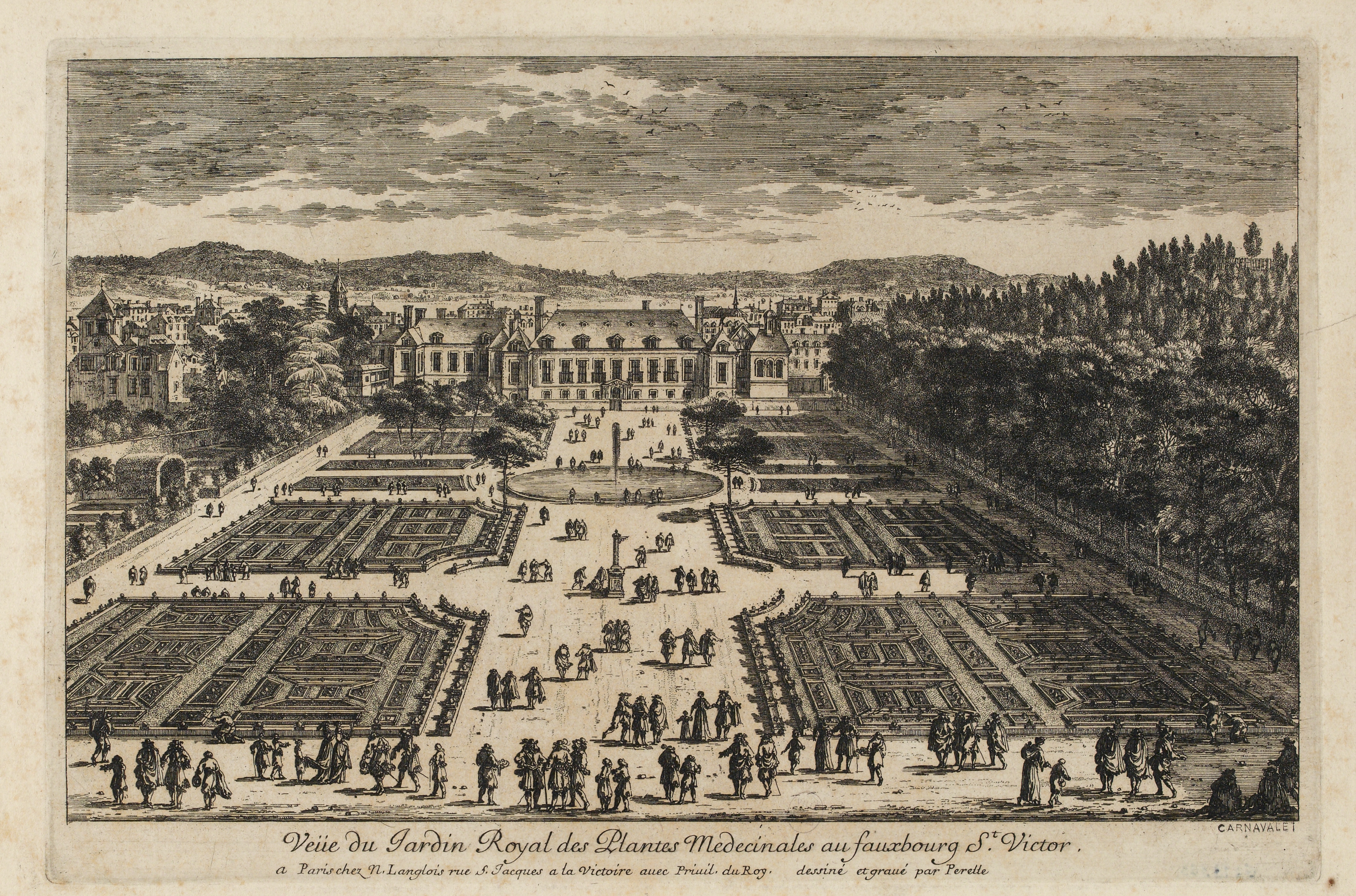 Veüe du Jardin Royal des Plantes Medecinales au fauxbourg St. Victor par Pérelle