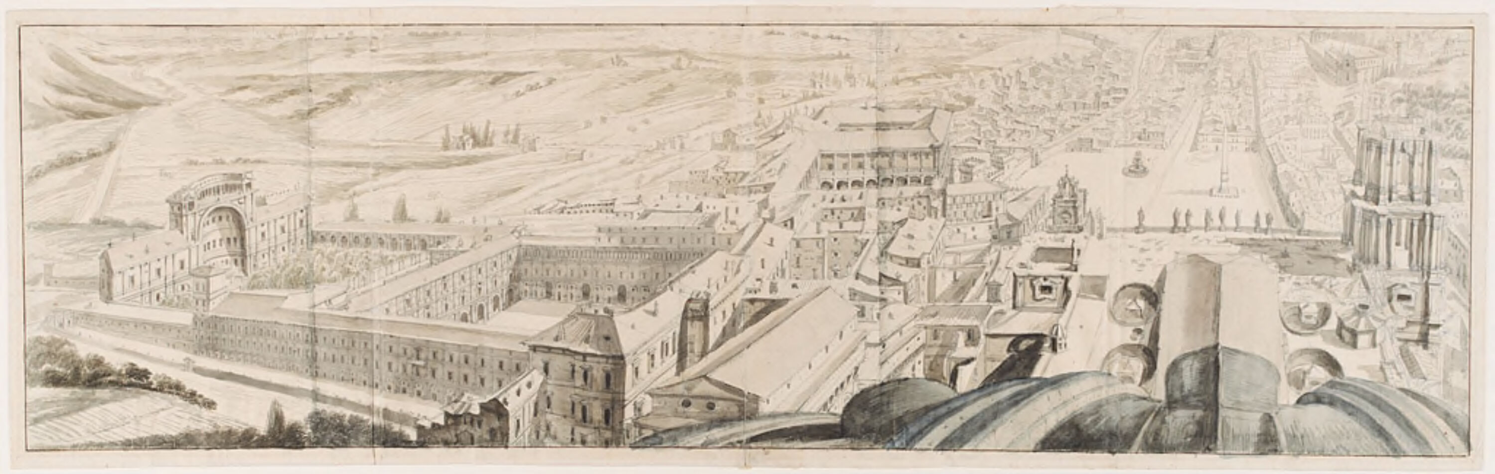 Israël Silvestre : Panorama du Vatican depuis le dôme de Saint-Pierre en 1641