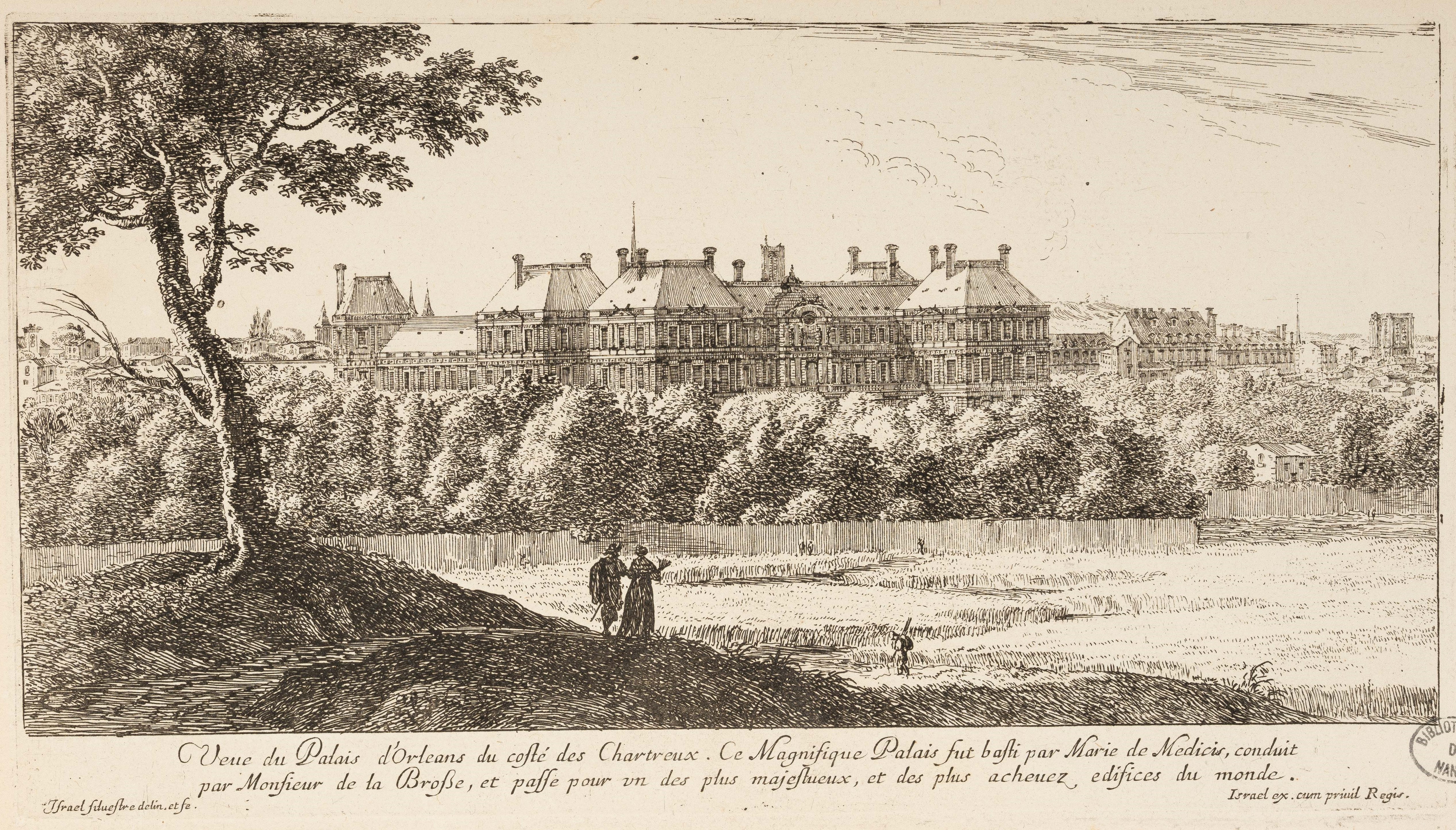 Israël Silvestre : Veue du Palais d'Orléans du costé des Chartreux.