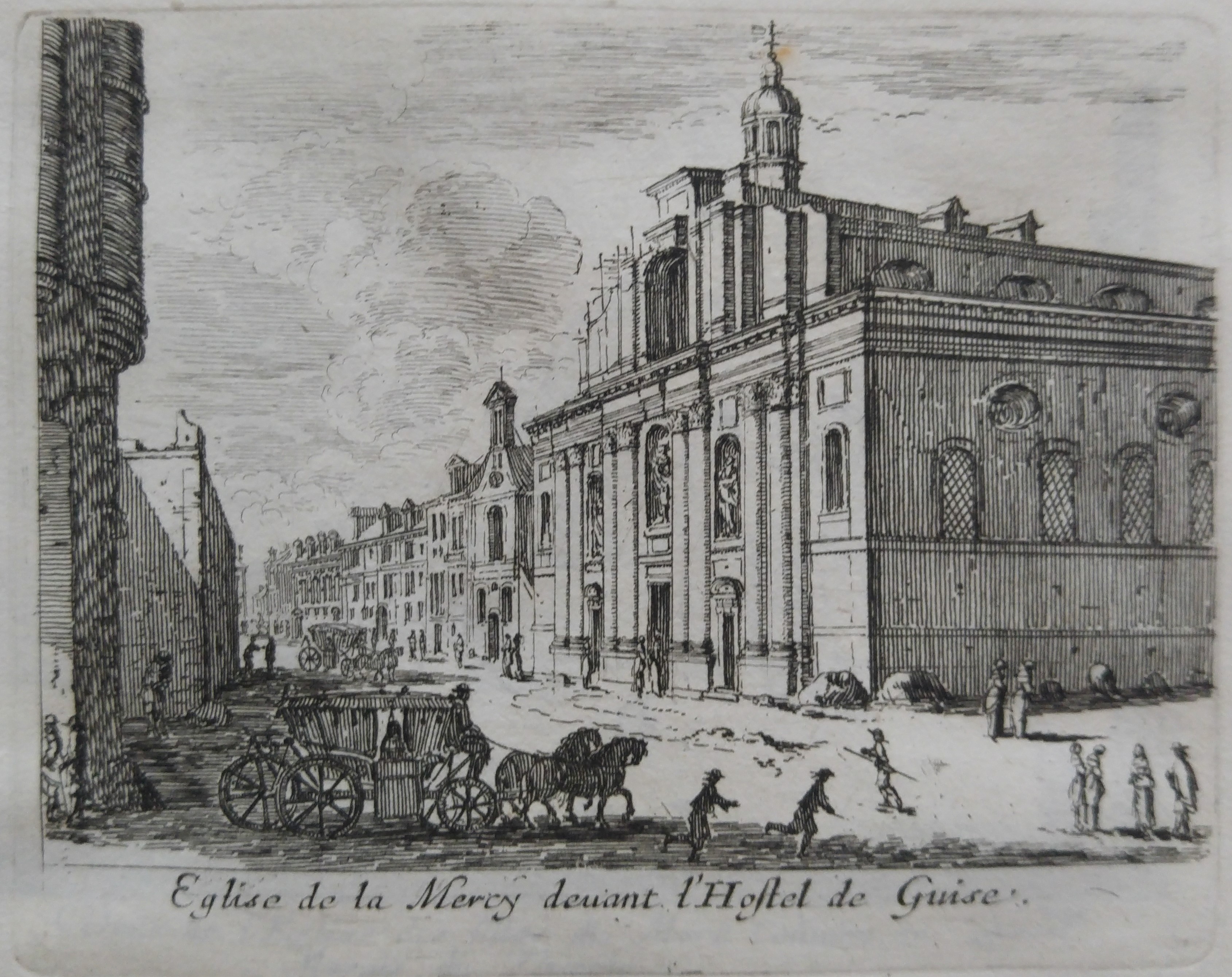 Israël Silvestre : Eglise de la Mercy devant l'Hostel de Guise. (Rue du Chaume.)