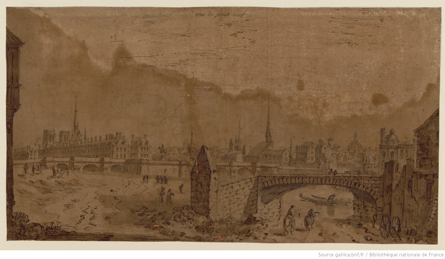 Israël Silvestre : Veüe du Pont Neuf et de l'Isle du Palais, du costé du Petit Bourbon.