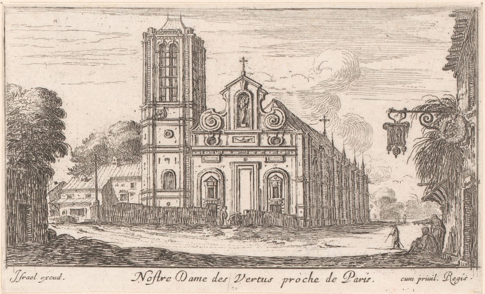 Israël Silvestre : Notre Dame des Vertus proche de Paris. (Dans le village d'Aubervilliers)