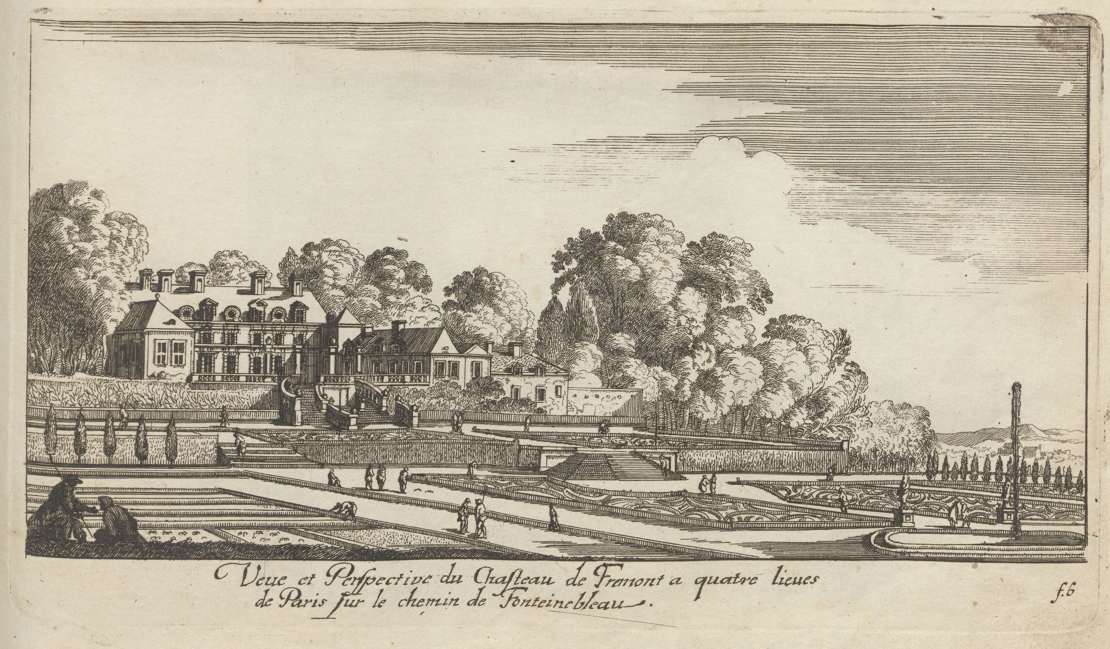 Israël Silvestre : Veüe et Perspective du Chasteau de Fremont a quatre lieues de Paris sur le chemin de Fontainebleau.