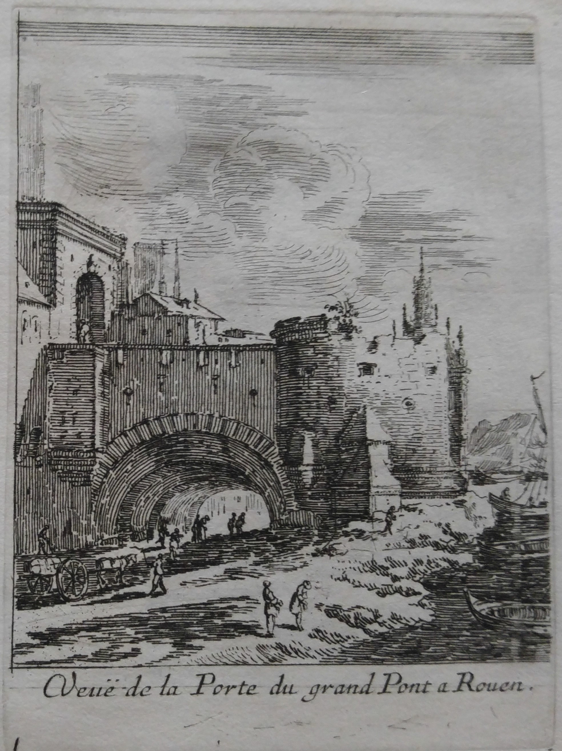 Israël Silvestre : Veuë de la Porte du grand Pont a Rouen.