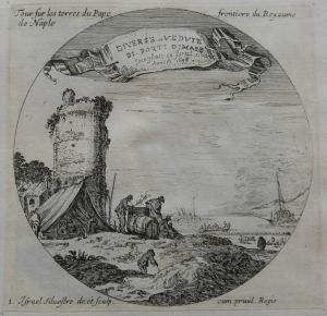 Diverse Vedute Di Porti Di Mare intagliate da Israël Silvestre. Anno D 1647.Tour sur les terres du Pape frontière du Royaume de Naples.