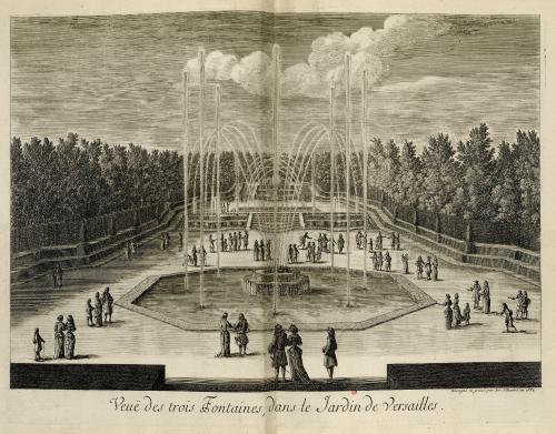 317.21 Veuë des trois Fontaines, dans le Jardin de Versailles.Dessigné et gravé par Isr. Silvestre en 1684.H : 380 L : 500
 Faucheux : 317.21  Baré : N° 388