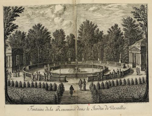 317.24 Fontaine de la Renommée dans le Jardin de Versailles.Dessigné et gravé par Isr. Silvestre en 1682.H : 377 L : 500
 Faucheux : 317.24  Baré : N° 391