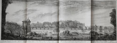 34.1 Vue du jardin de la vigne Farnèse, élevé sur les ruines du Palais Majeur, du coté qui regarde Campo Vaccino.Cum priuil. Regis. excudit Parisiis.H : 326 L : 880
 Faucheux : 34.1  Baré : N° 771