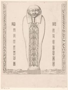 359.1 Une Divinité Egyptienne couverte de hiéroglyphes et entourée de caractères hiéroglyphiques.Israël S.L : 279 H : 318 
 Faucheux : 359.1  Baré : N° 1008Crédit : Rijksmuseum INV RP-P-OB-74.258