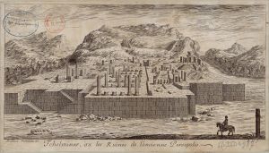 46.5 Tchelminar, ou les Ruines de l'ancienne Persépolis.A. Daulier, Deslandes, del. S. f.H : 164 L : 288
 Faucheux : 46.5  Baré : N° 986