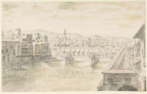 500.39 Ponte Vecchio FlorenceH : 263 L : 421 - 
 Dessin (Hors Faucheux)Crédit : MET Museum NYC INV 63.167.1