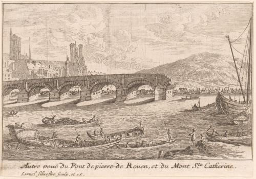 286.4 renvoi vers 53.6 Autre veuë du Pont de pierre de Rouen, et du Mont Ste Catherine.H : 109 L : 154 - 
 Faucheux : 286.4  Baré : N° 646