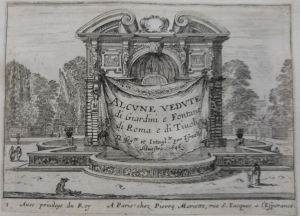 Alcvne vedvte di Giardini e Fontane di Roma e di Tivoli Disegte e Intaglte per Israël Siluestro. 1646.