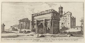 Veduta del Arco di Septimio Seuero, et del Campidoglio.
